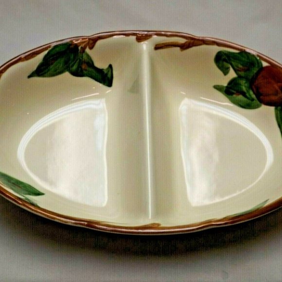 Franciscan Earthenware Hand Painted Apple Divided Oval Vegetable Bowl USA 63-71 - Picture 4 of 13